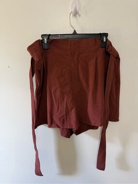 Athleta Rust-Brown High-Waist Tie Belt Shorts